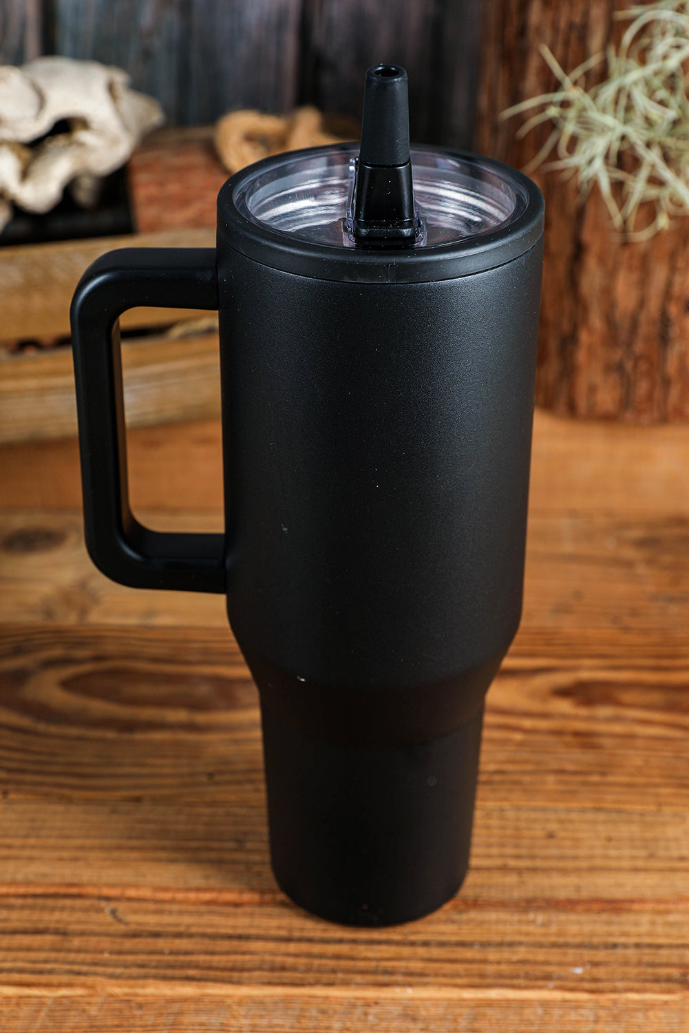Rose Red Frosted Stainless Handle Large Vacuum Cup with Straw 40oz