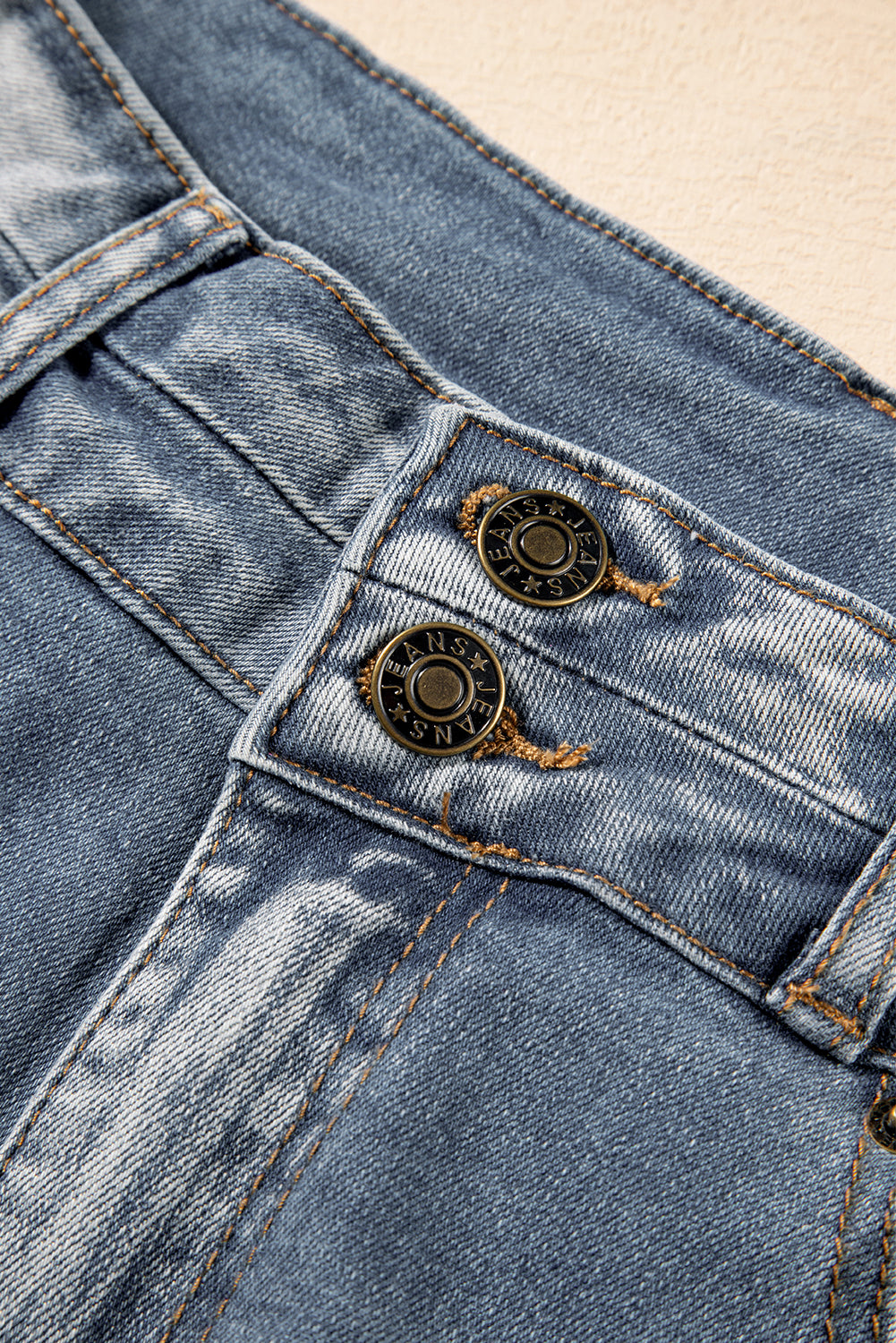 Vintage Light Wash Ripped Raw Edge Flare Jeans