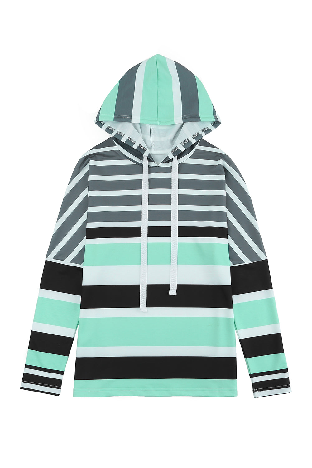 Striped Drawstring Long Sleeve Hoodie
