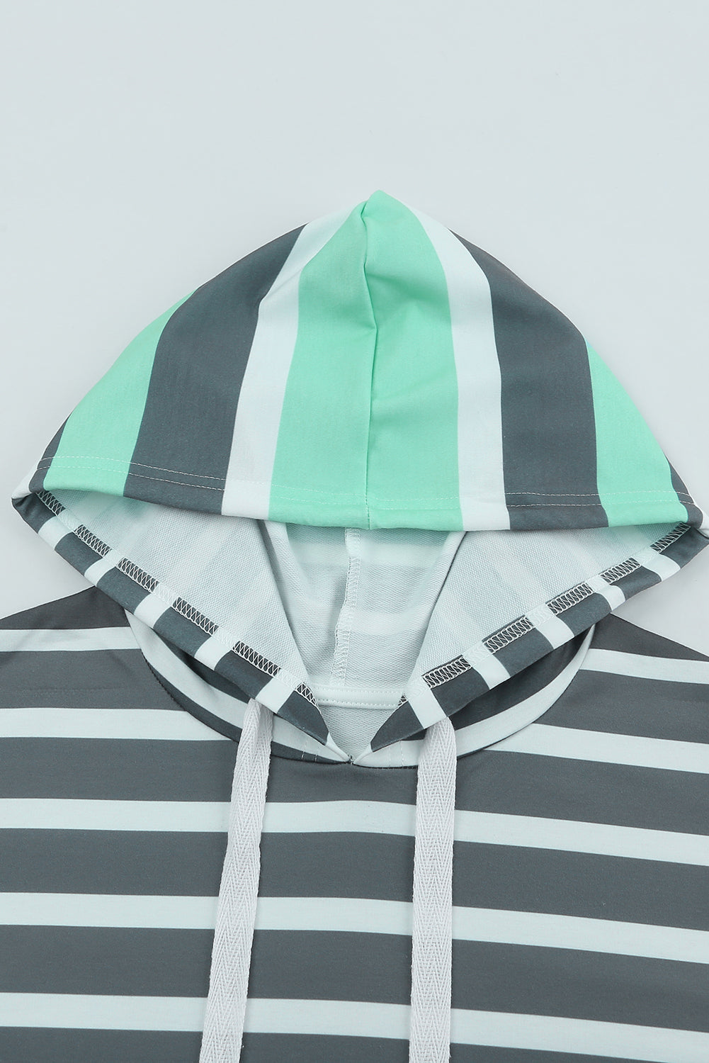 Striped Drawstring Long Sleeve Hoodie