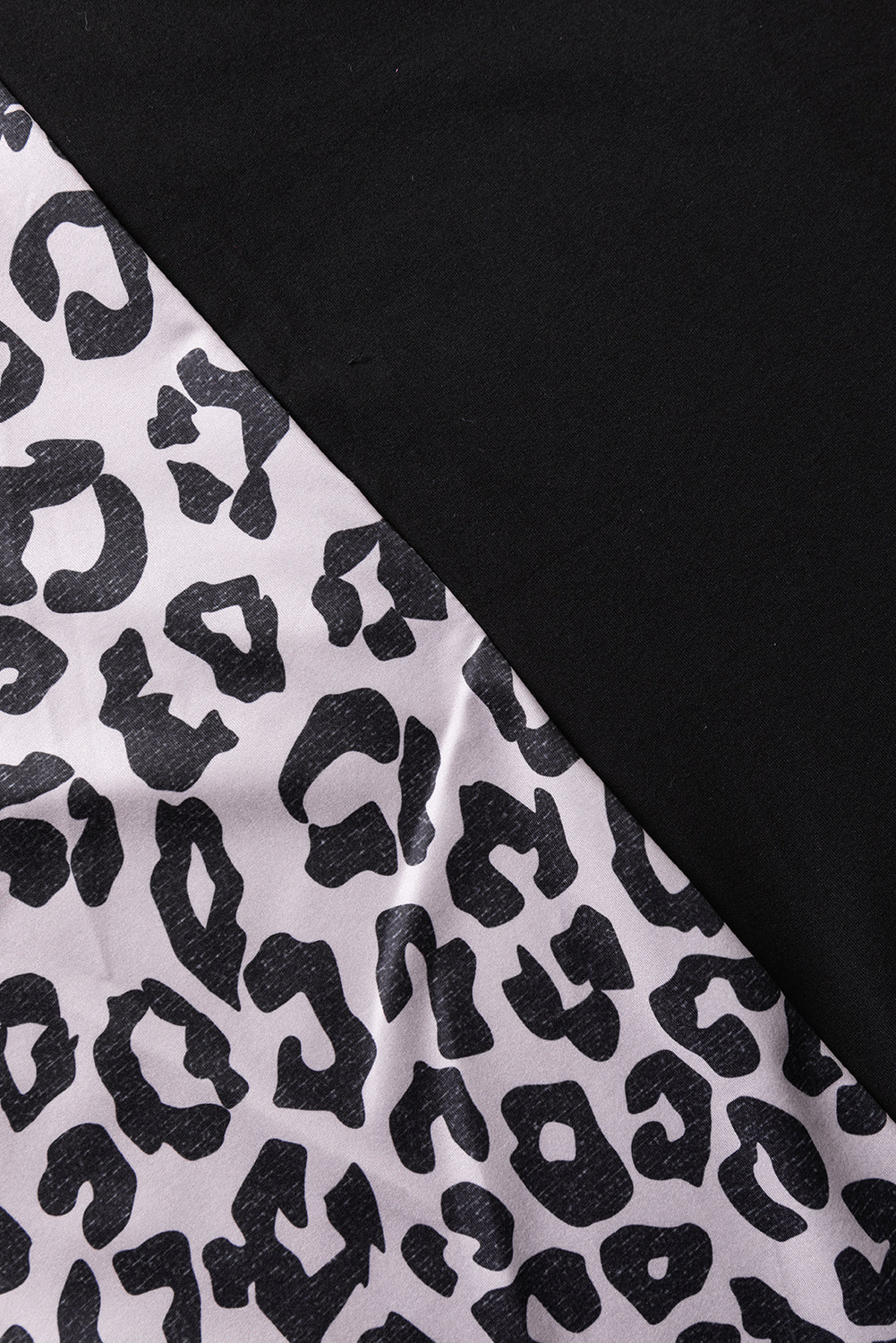Plus Size Black Half Leopard Patchwork T-shirt