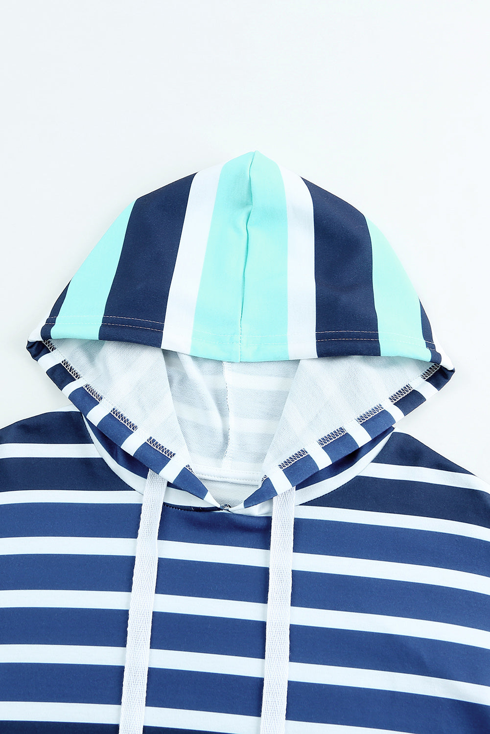 Striped Drawstring Long Sleeve Hoodie