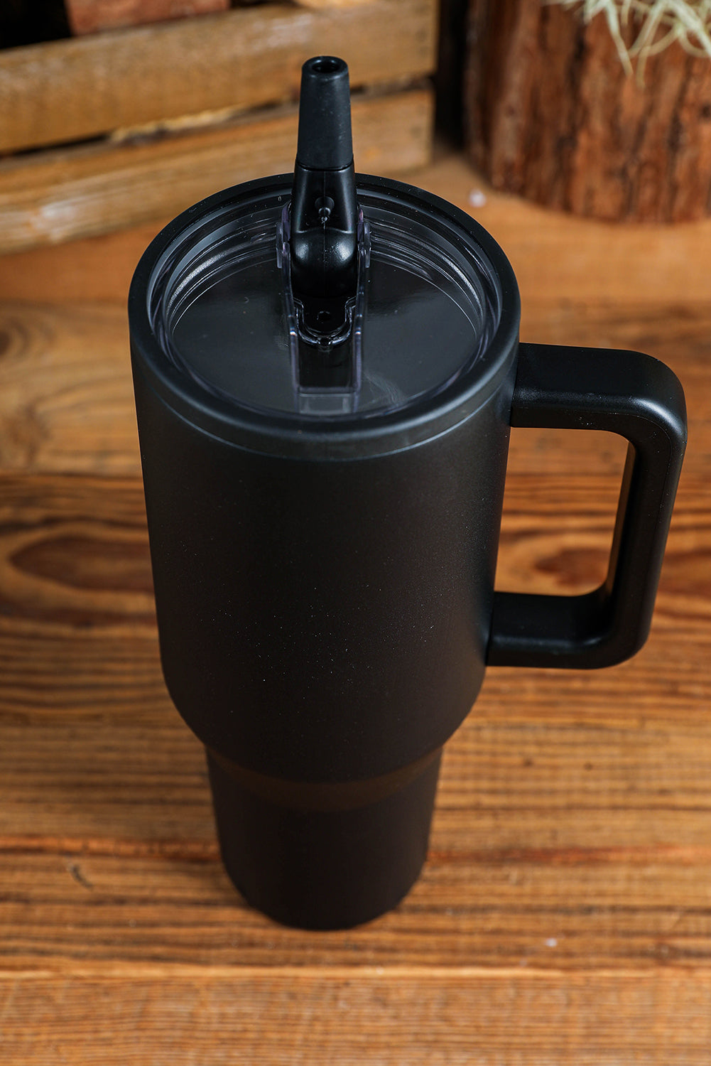 Rose Red Frosted Stainless Handle Large Vacuum Cup with Straw 40oz