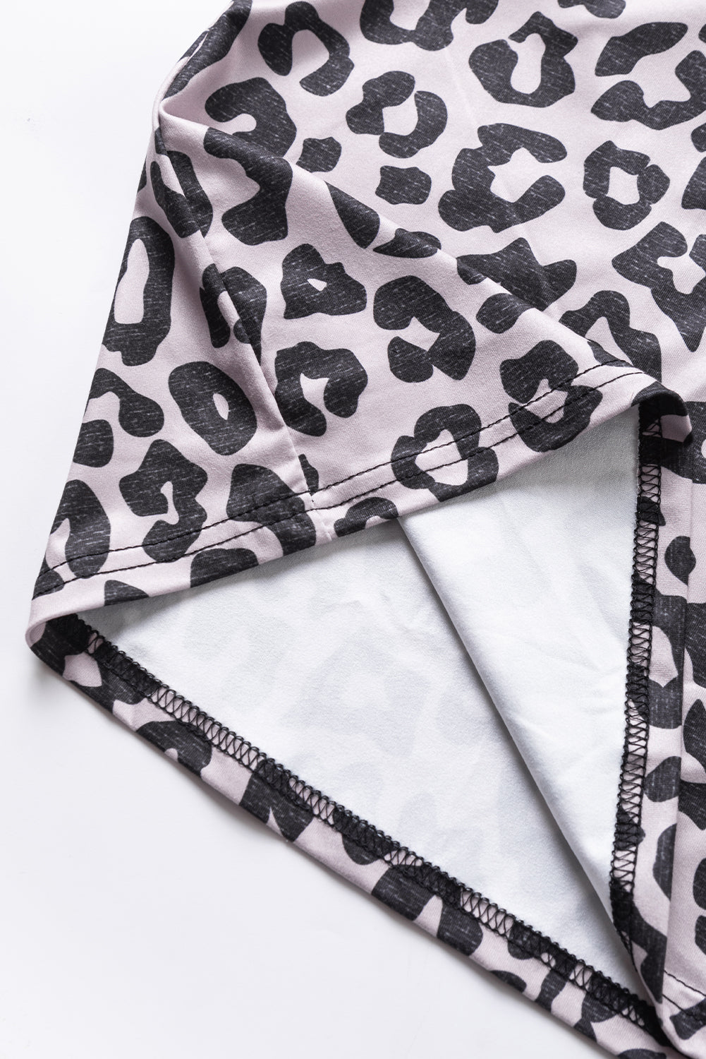 Plus Size Black Half Leopard Patchwork T-shirt