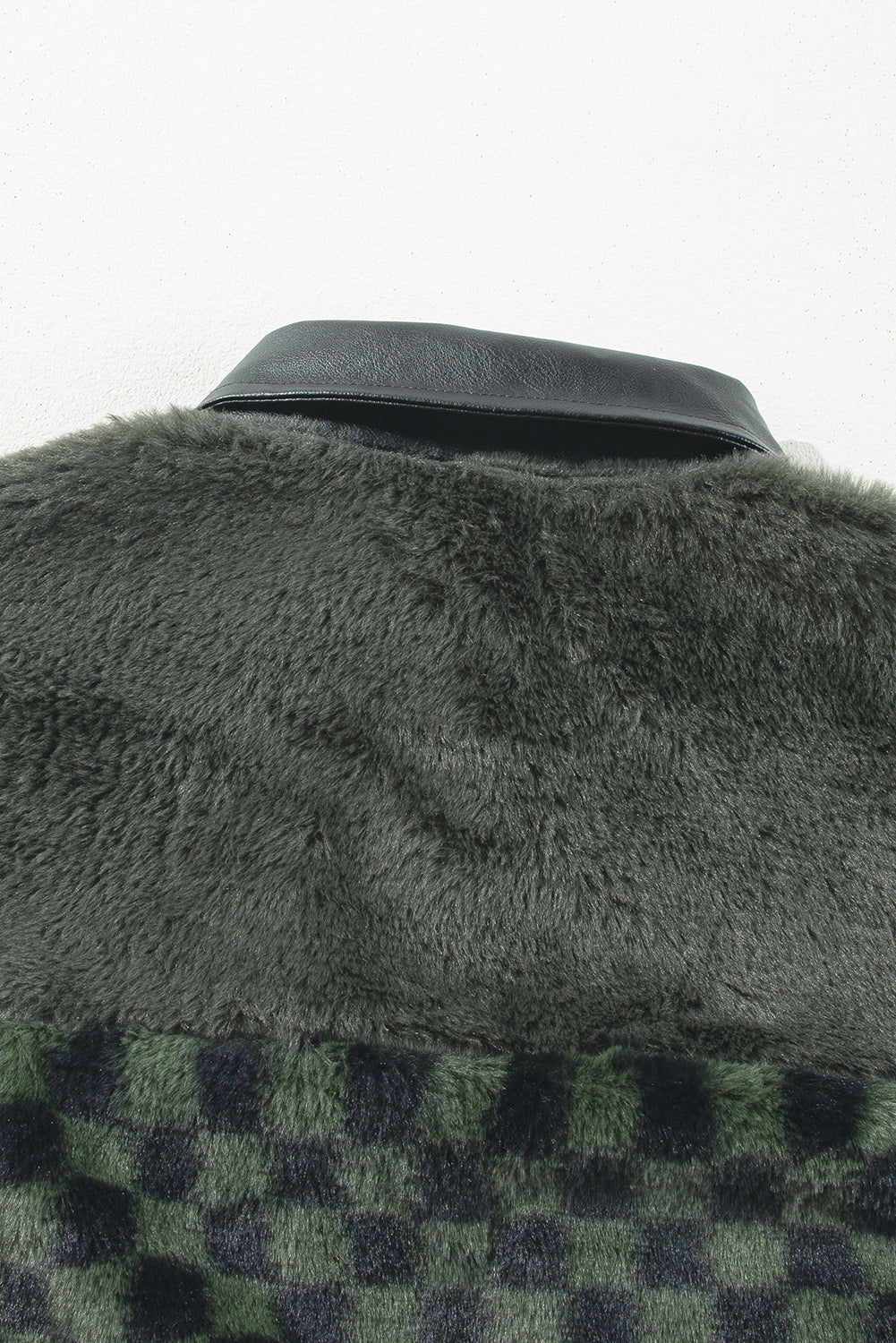 Vineyard Green Fleece Checkerboard Flap Pocket Snap Button Jacket