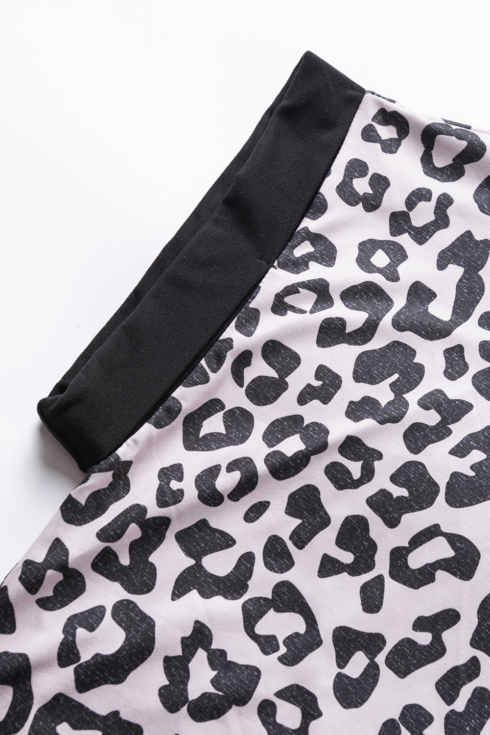 Plus Size Black Half Leopard Patchwork T-shirt
