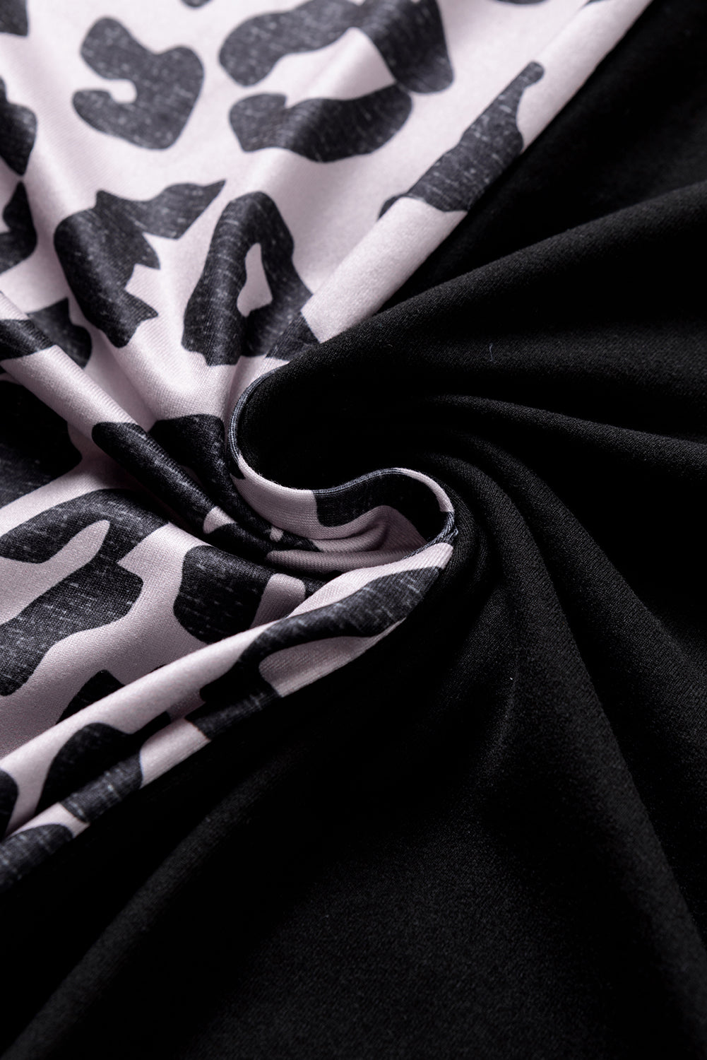 Plus Size Black Half Leopard Patchwork T-shirt