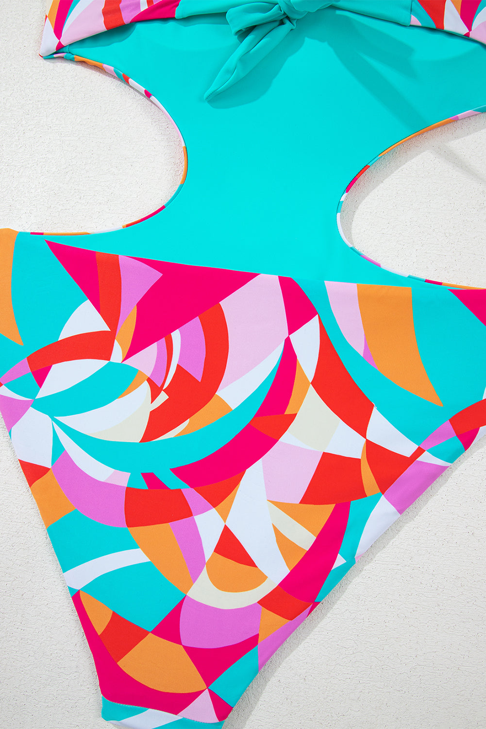 Abstract Geometry Print Daring Cutout Reversible One Piece Swimsuit