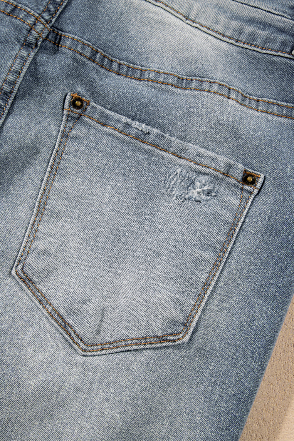 Vintage Light Wash Ripped Raw Edge Flare Jeans