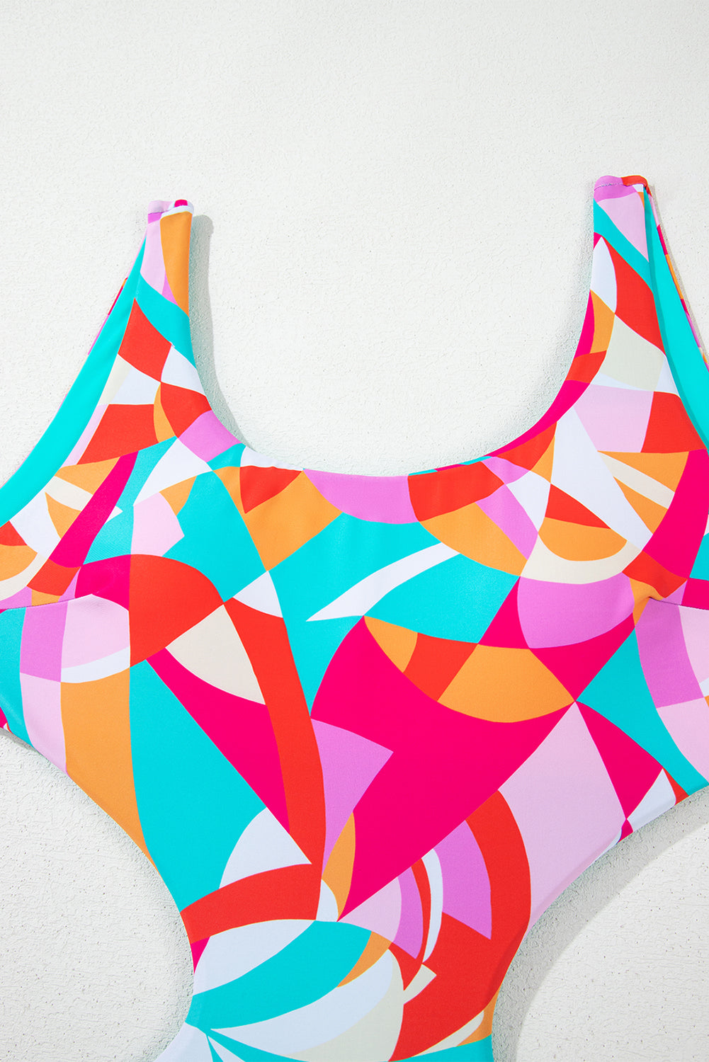 Abstract Geometry Print Daring Cutout Reversible One Piece Swimsuit