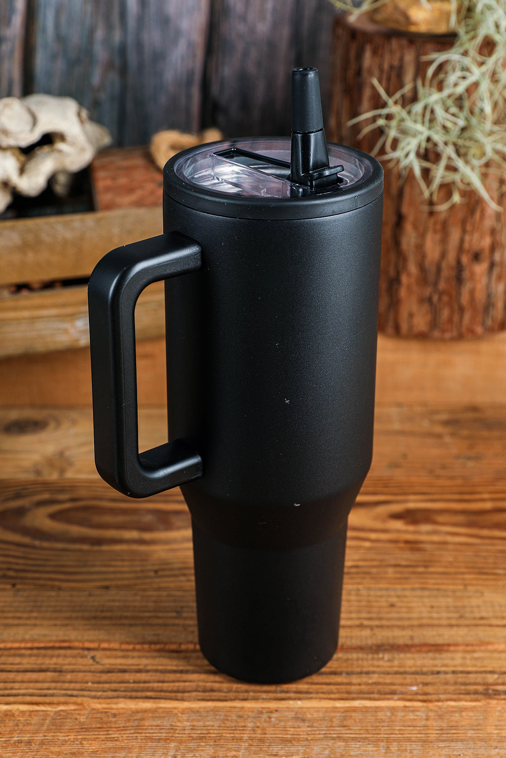 Rose Red Frosted Stainless Handle Large Vacuum Cup with Straw 40oz