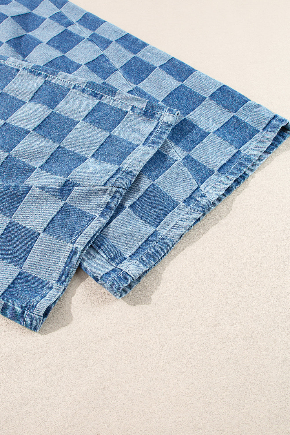 Plus Size Checkered Seamed High Waist Wide Leg Jeans