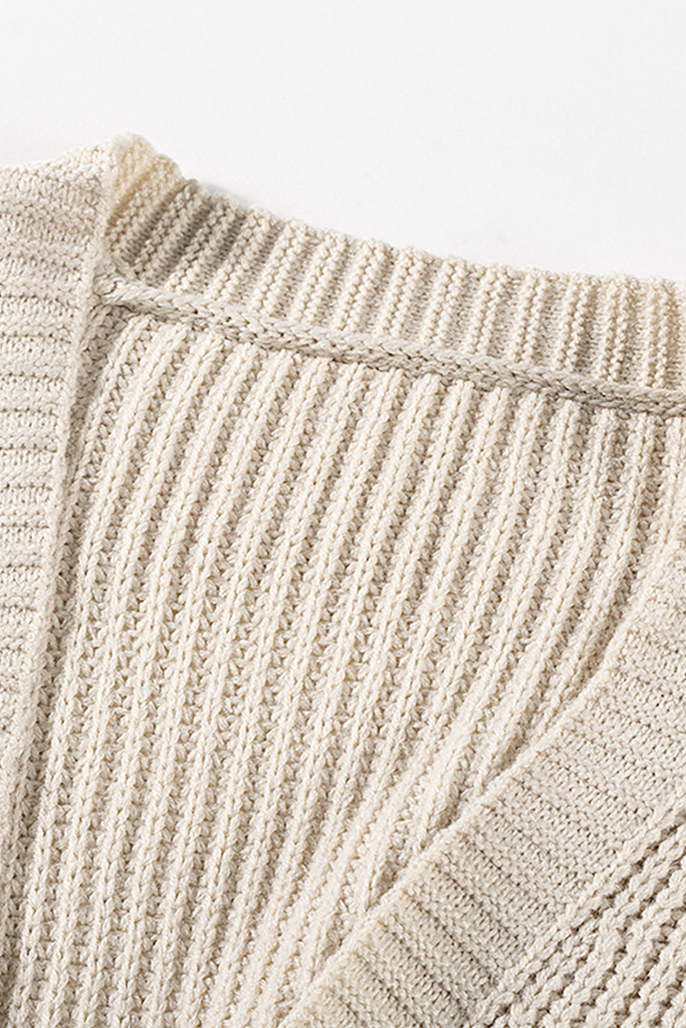 Open Front Cable Sleeve Long Cardigan