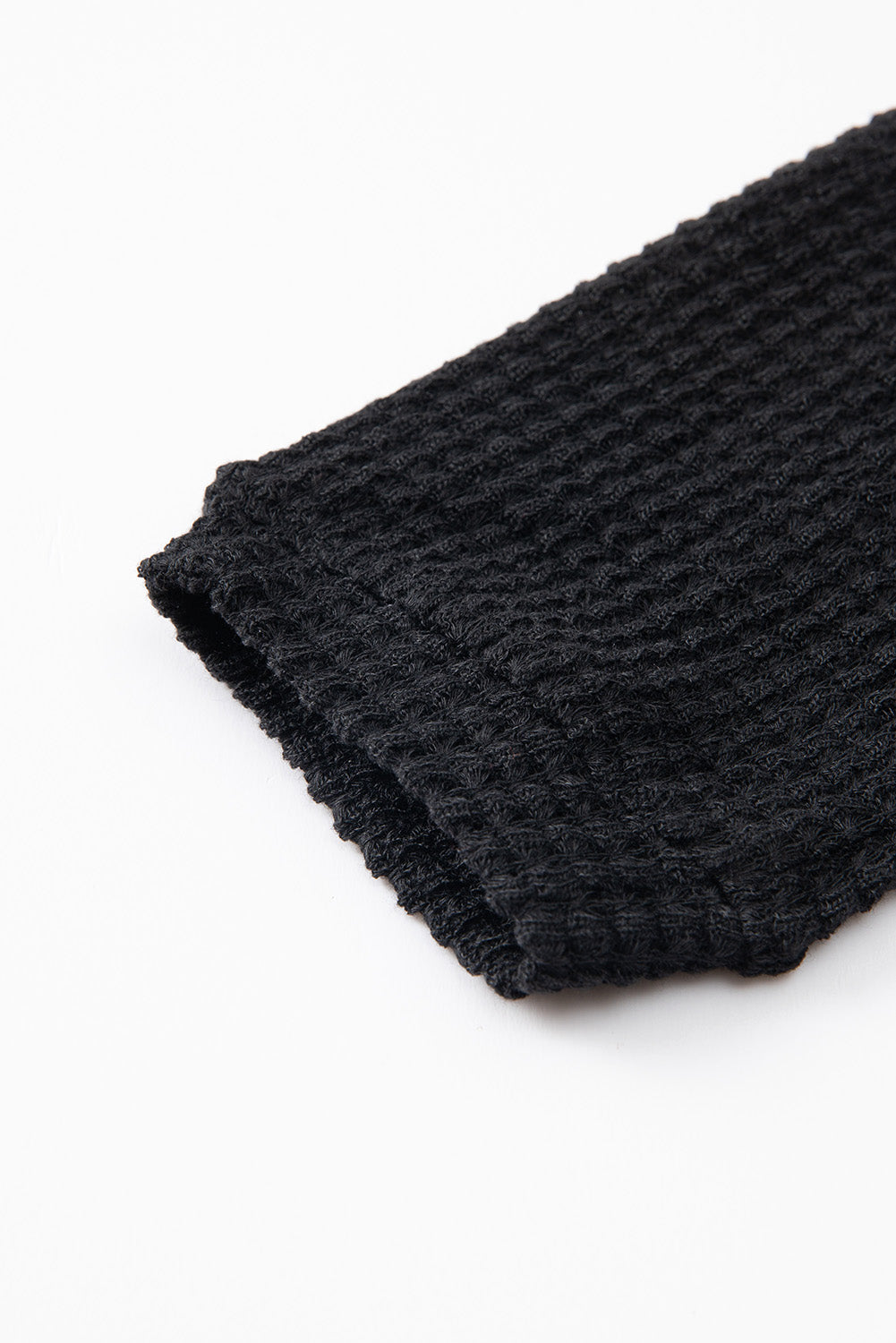 Waffle Knit Drop Shoulder Long Sleeve Top