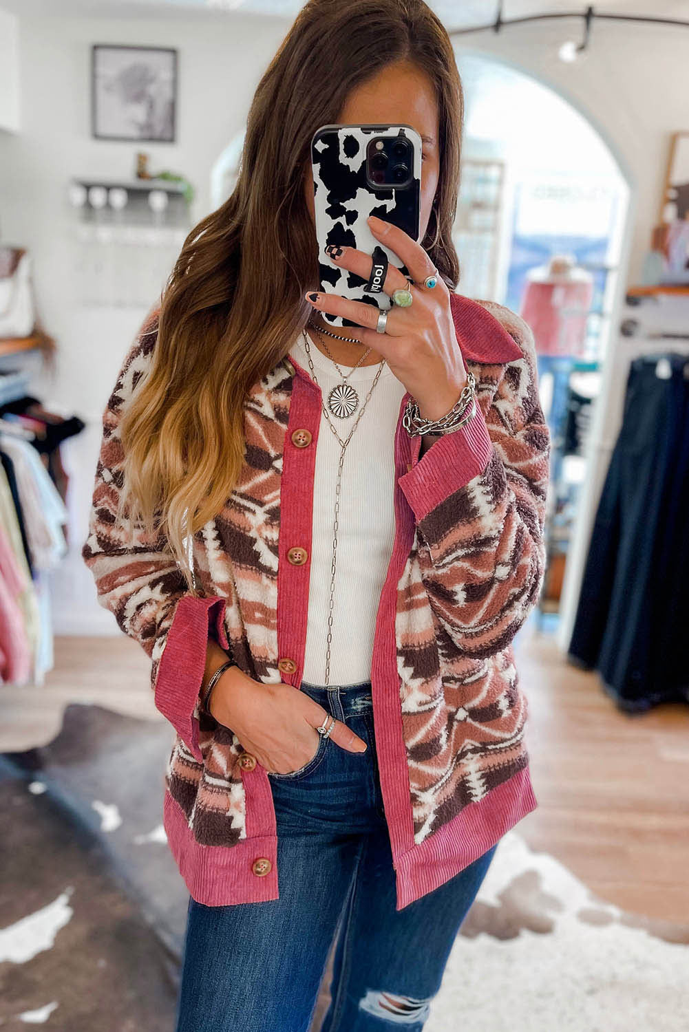 Western Sherpa Textured Trim Jacket