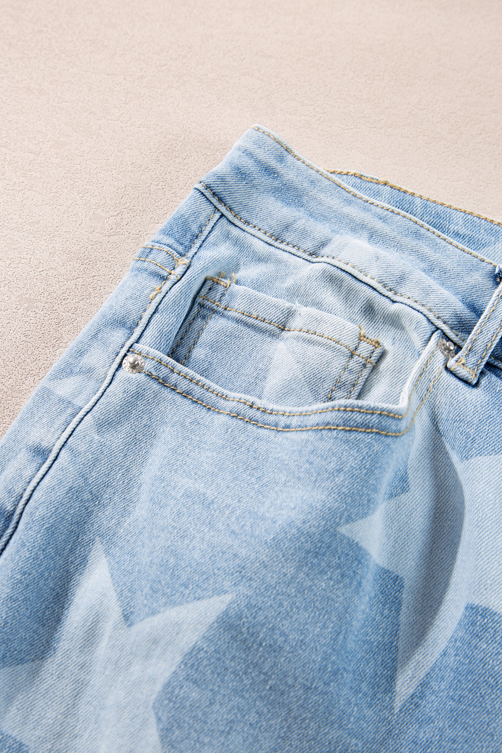 Plus Size Beau Blue High Waist Star Pattern Jeans