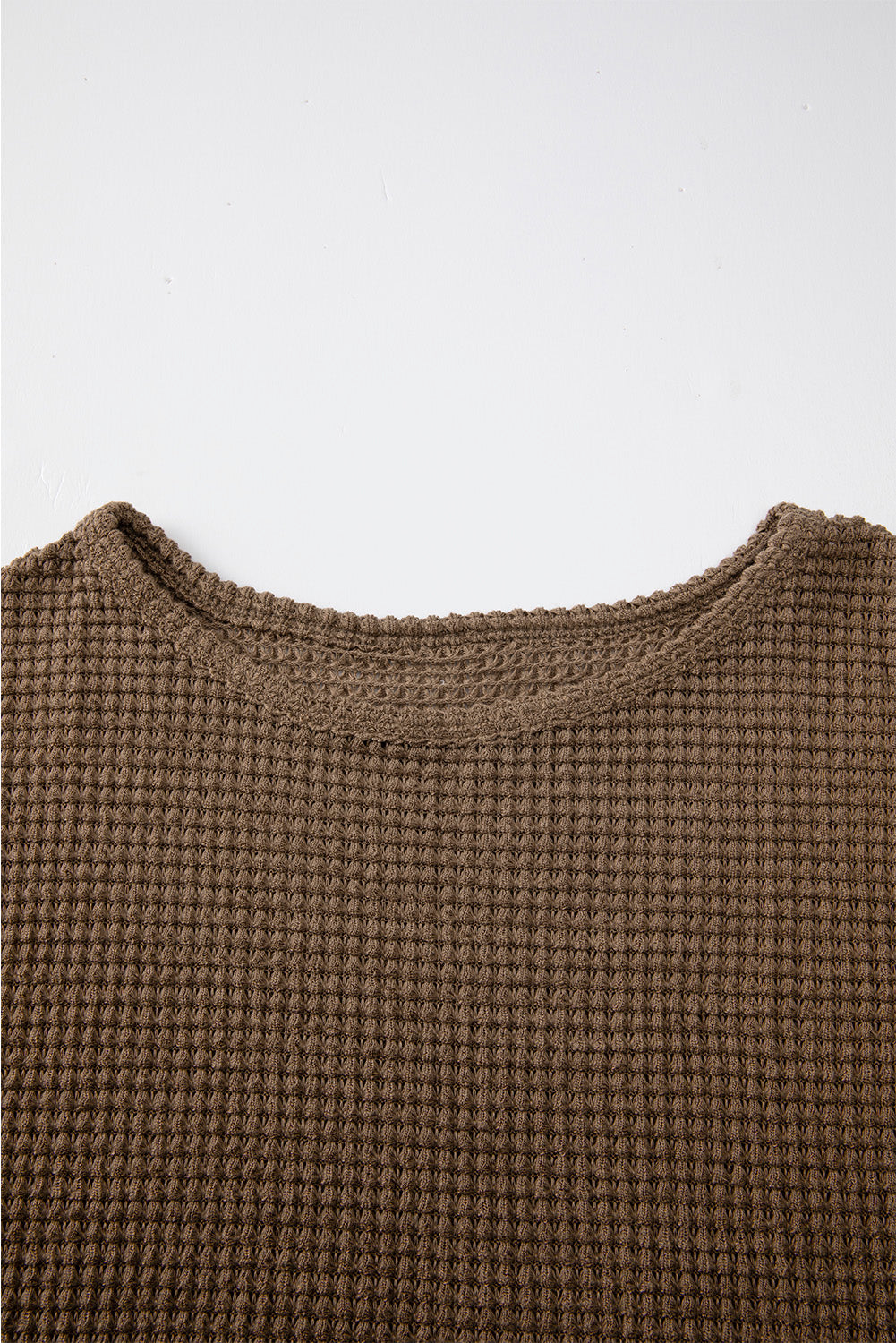 Waffle Knit Drop Shoulder Long Sleeve Top