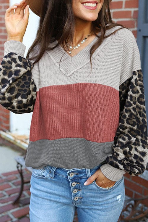 Firey red leopard colorblock top