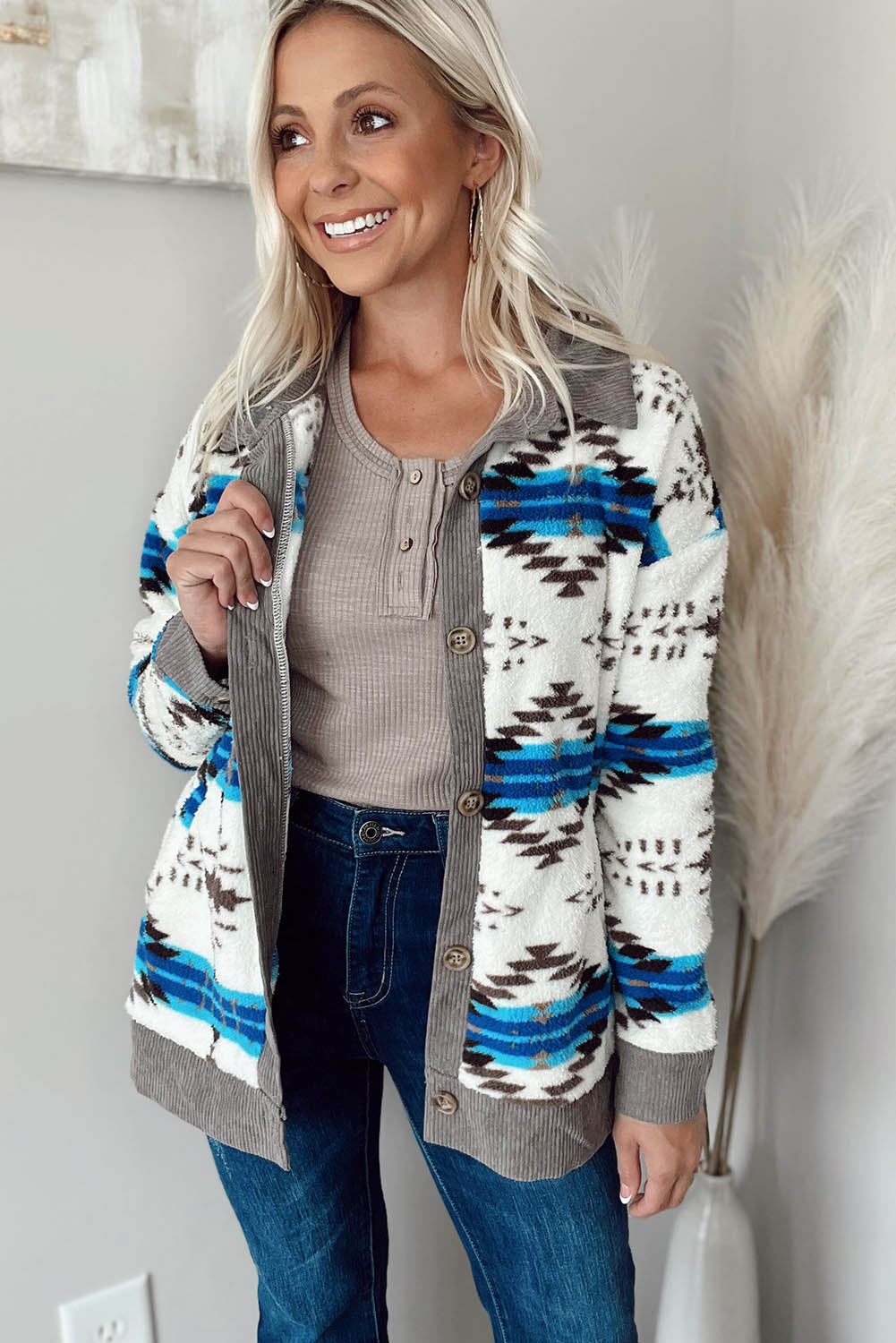 Western Sherpa Textured Trim Jacket