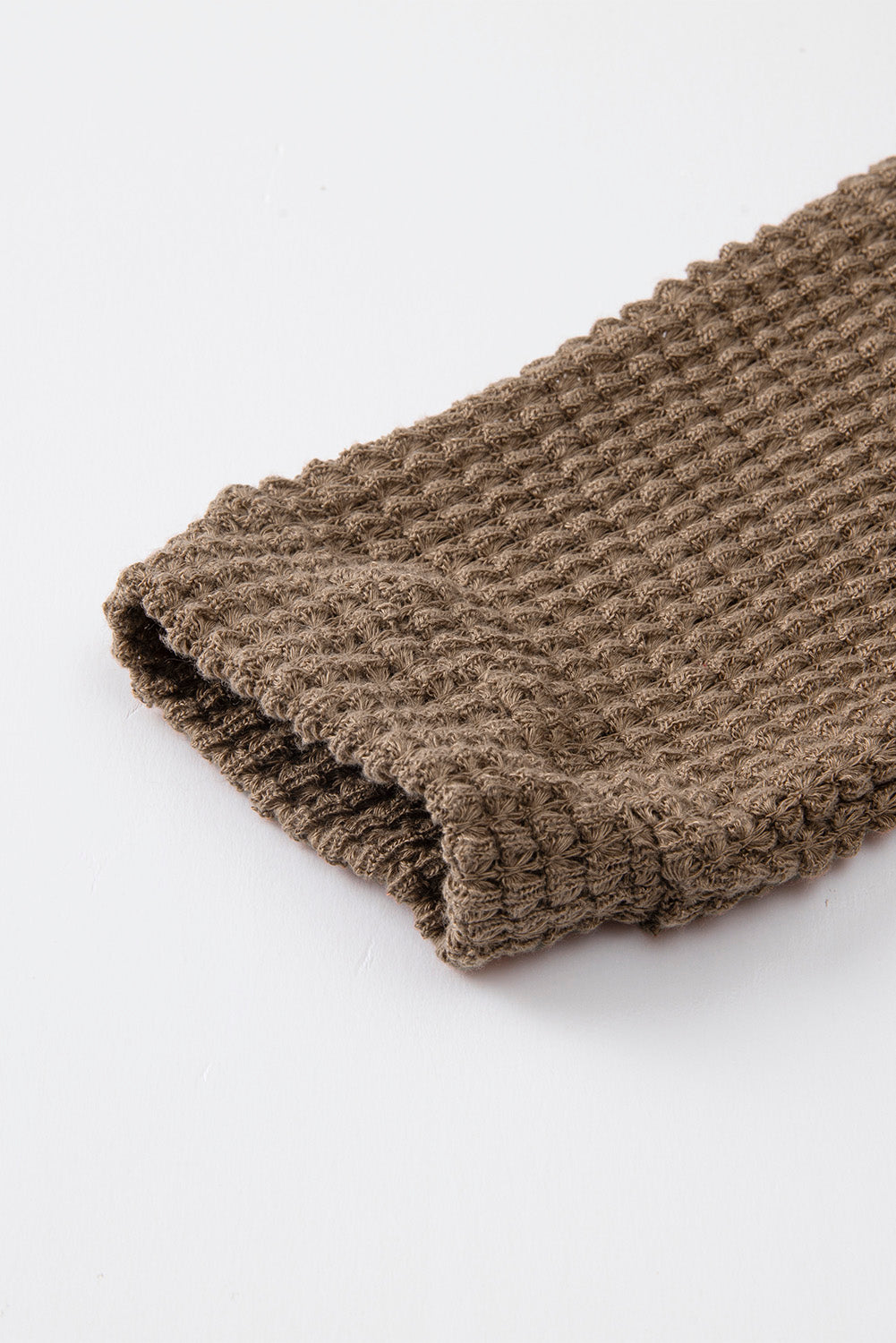 Waffle Knit Drop Shoulder Long Sleeve Top