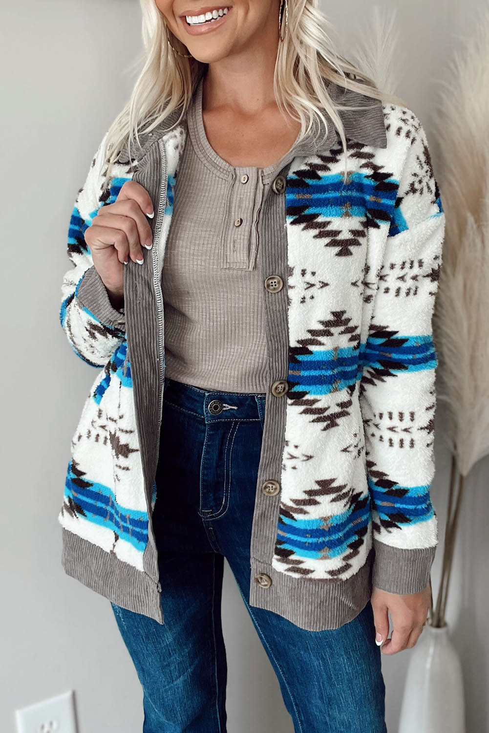 Western Sherpa Textured Trim Jacket