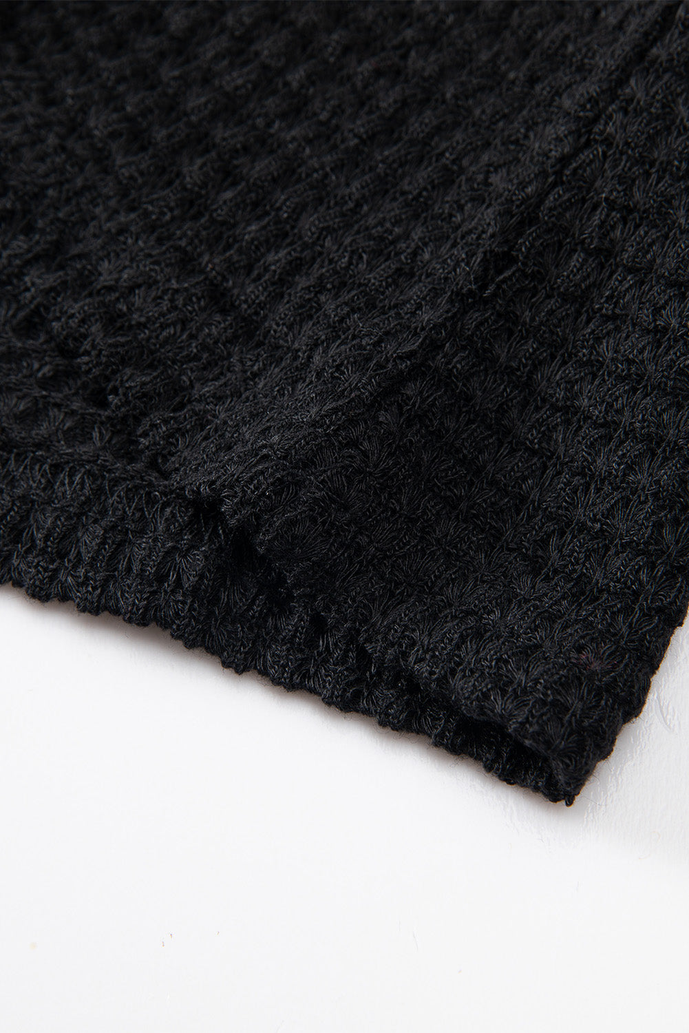 Waffle Knit Drop Shoulder Long Sleeve Top