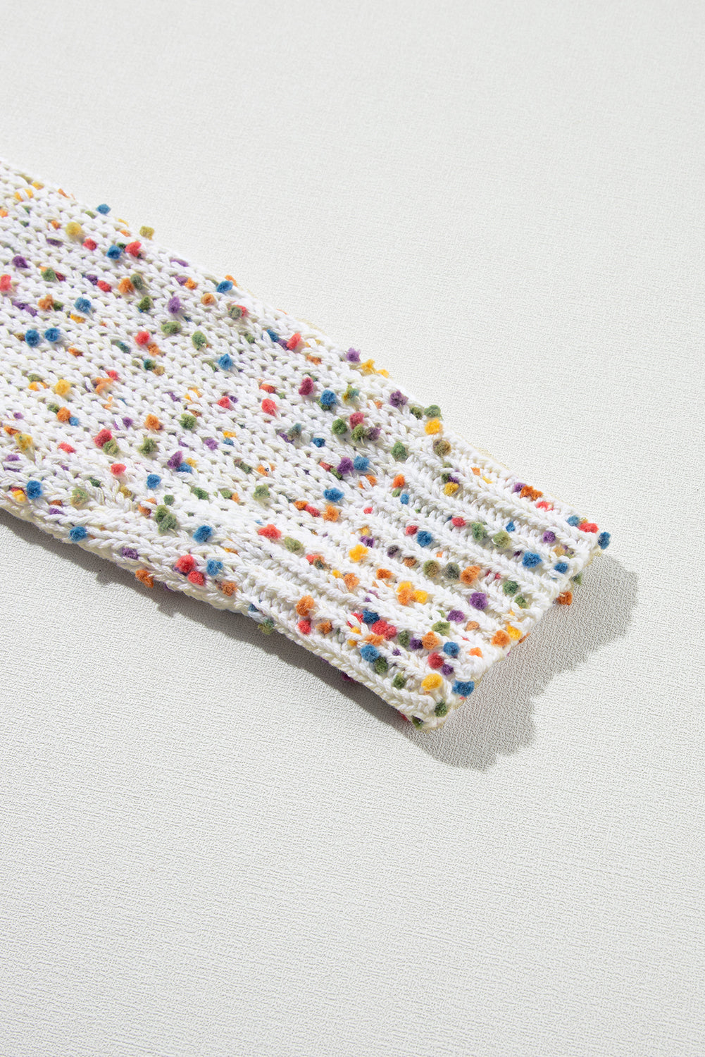White Rainbow Popcorn Confetti Open Front Cardigan