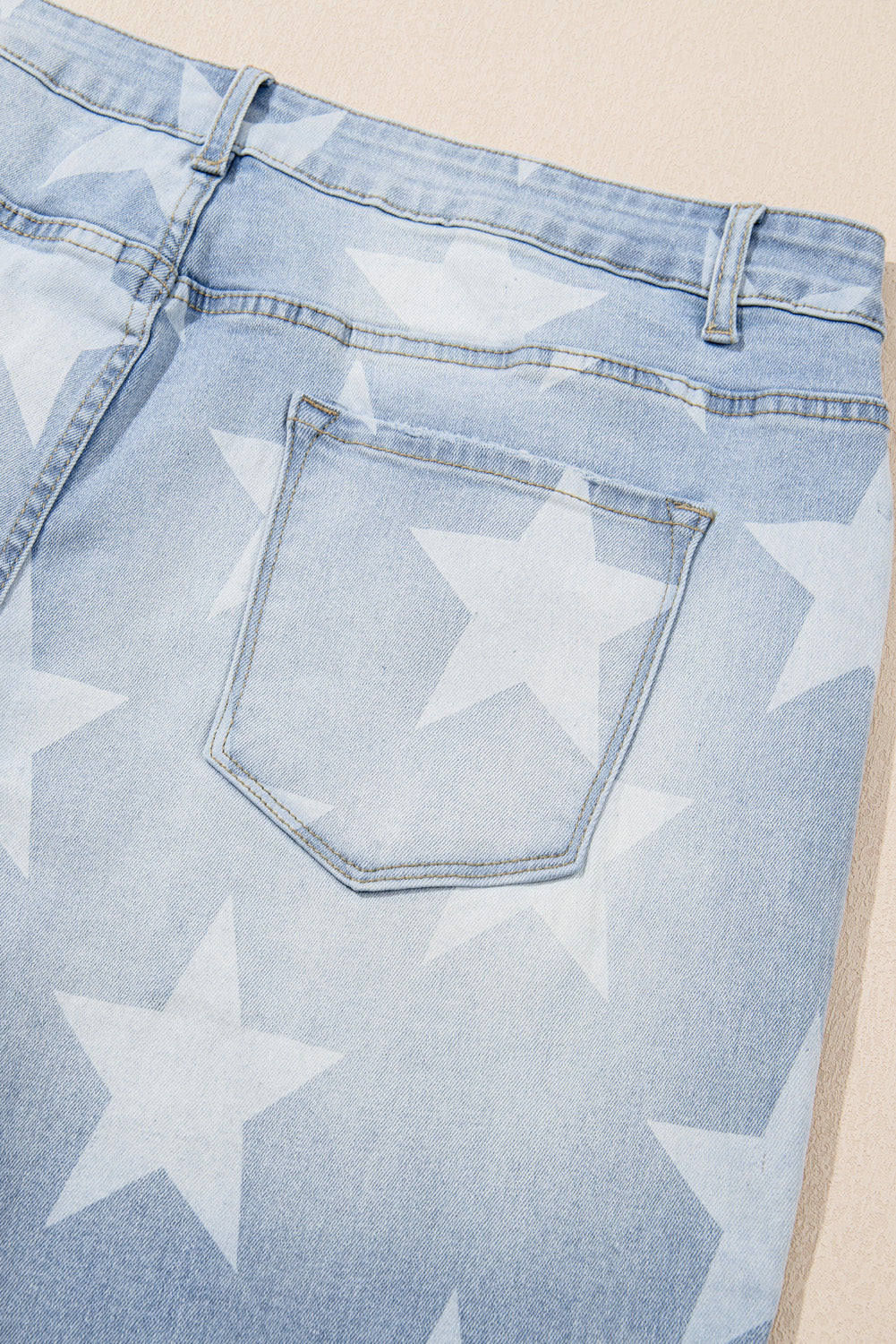 Plus Size Beau Blue High Waist Star Pattern Jeans