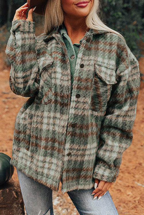 Green plaid Shacket fits like a medium