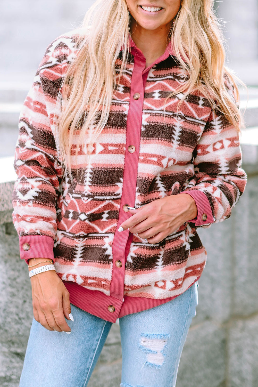 Western Sherpa Textured Trim Jacket
