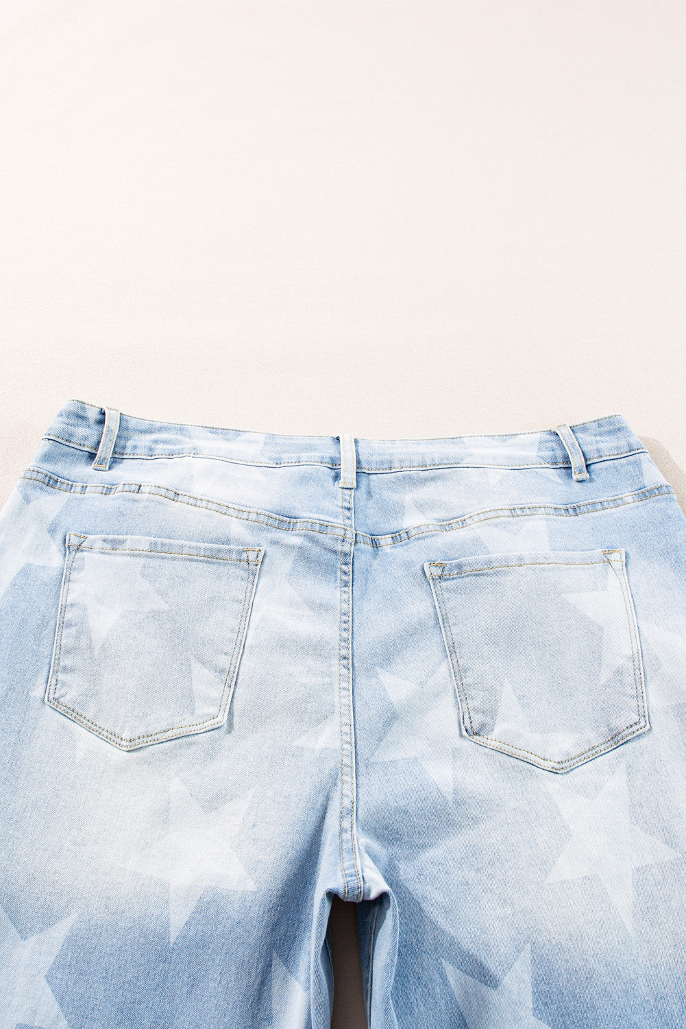 Plus Size Beau Blue High Waist Star Pattern Jeans