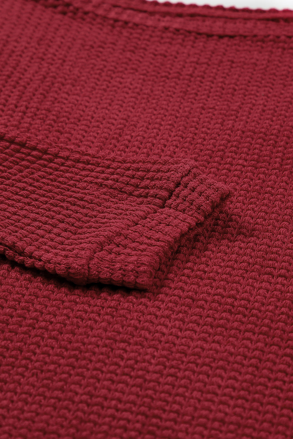 Waffle Knit Drop Shoulder Long Sleeve Top