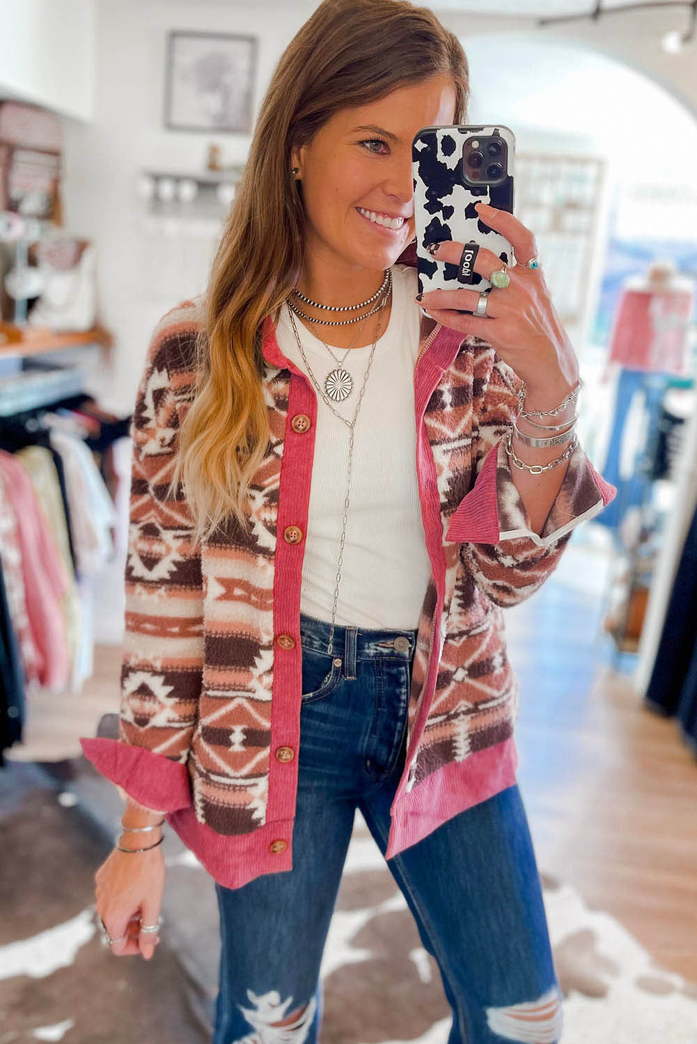 Western Sherpa Textured Trim Jacket
