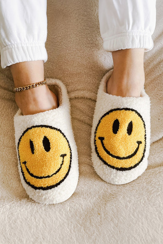 Smile Face Print Non-slip Plush Slippers