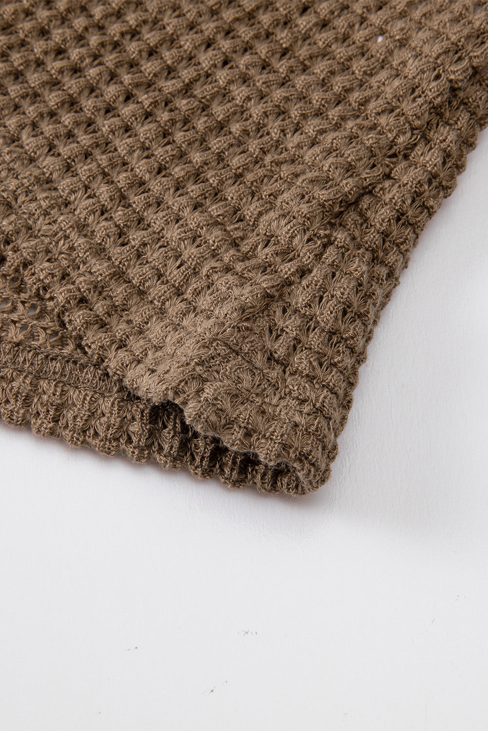 Waffle Knit Drop Shoulder Long Sleeve Top