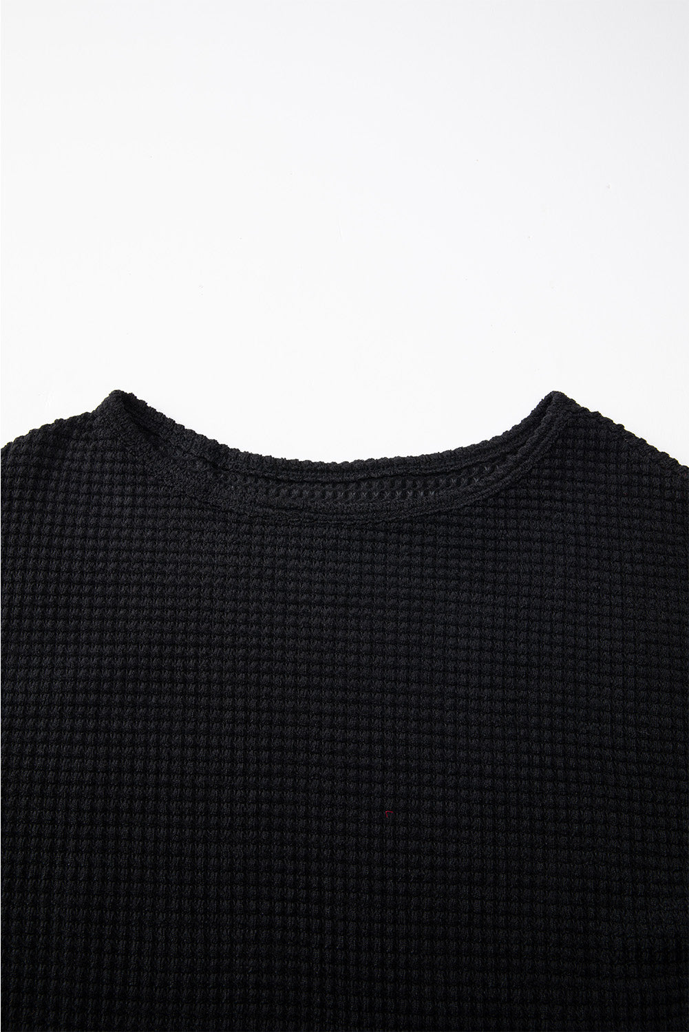 Waffle Knit Drop Shoulder Long Sleeve Top