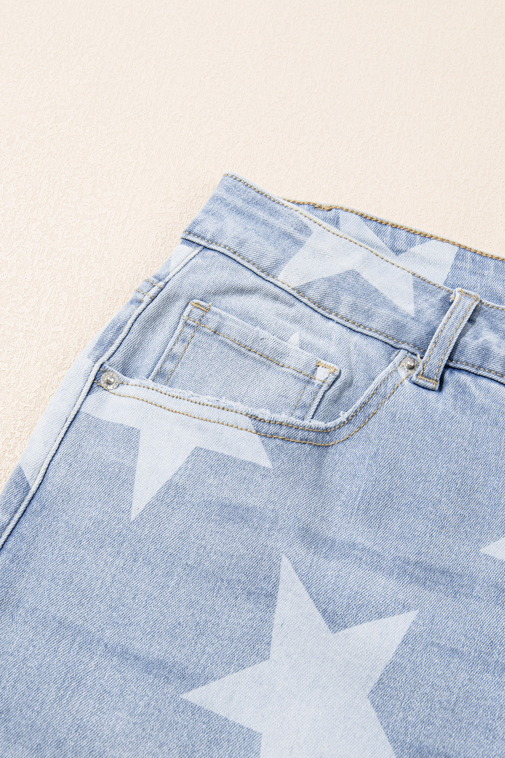 Plus Size Beau Blue High Waist Star Pattern Jeans