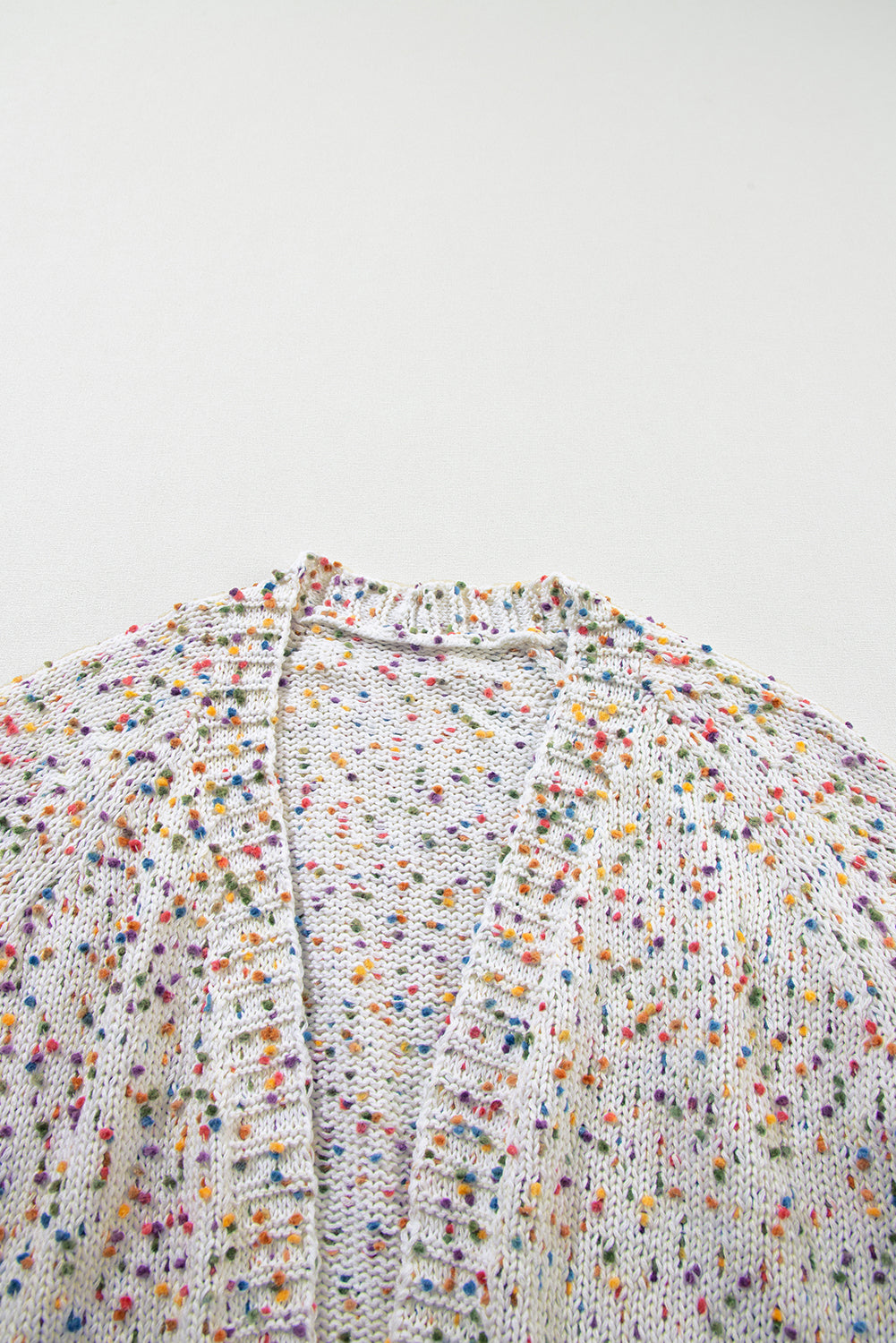 White Rainbow Popcorn Confetti Open Front Cardigan