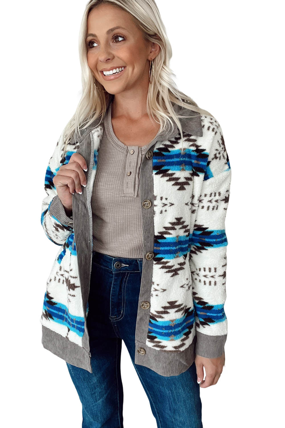 Western Sherpa Textured Trim Jacket