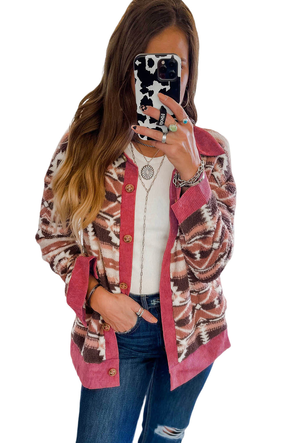 Western Sherpa Textured Trim Jacket