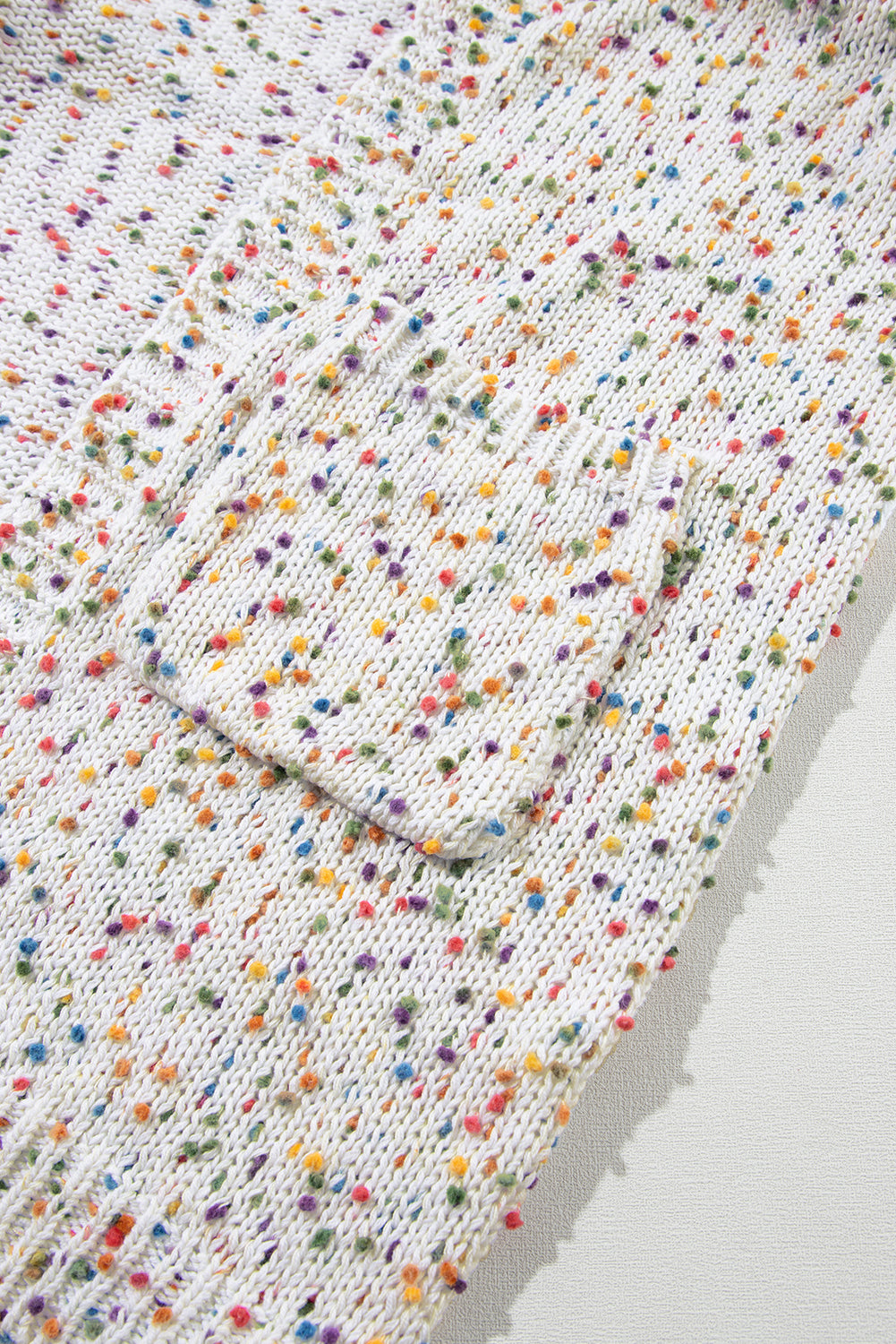 White Rainbow Popcorn Confetti Open Front Cardigan