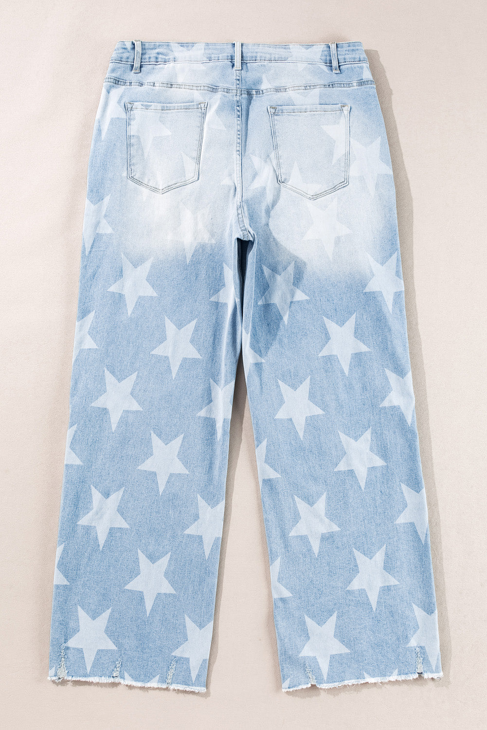 Plus Size Beau Blue High Waist Star Pattern Jeans