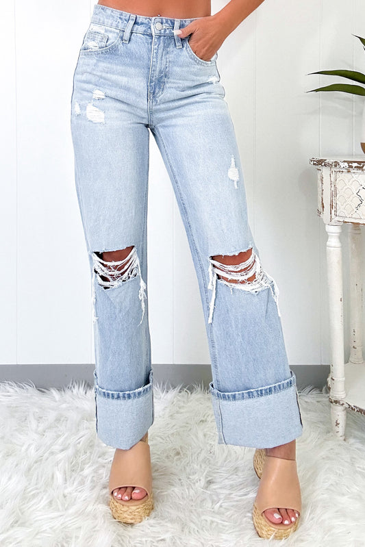 Beau Blue Light Wash rolled Jeans