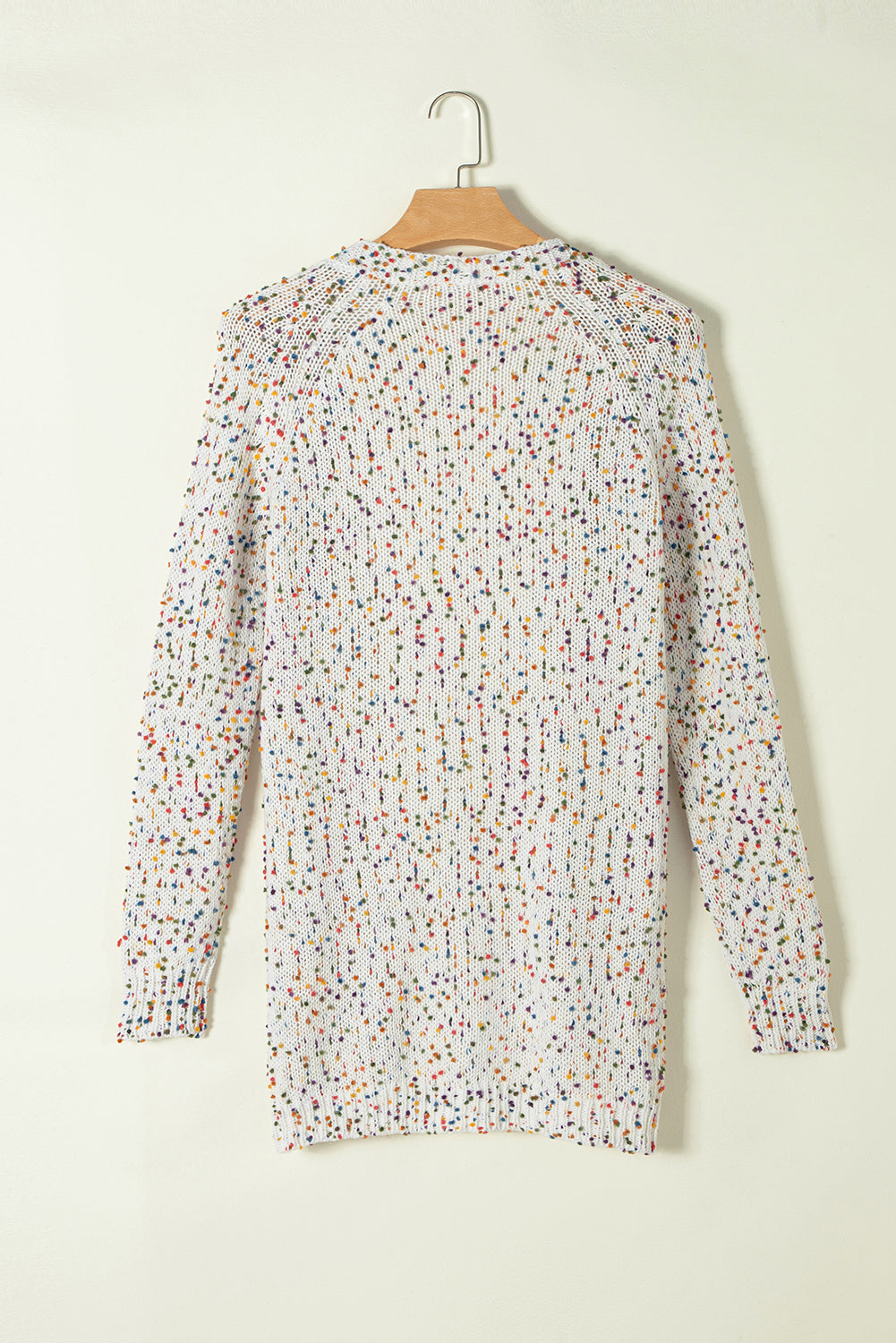 White Rainbow Popcorn Confetti Open Front Cardigan