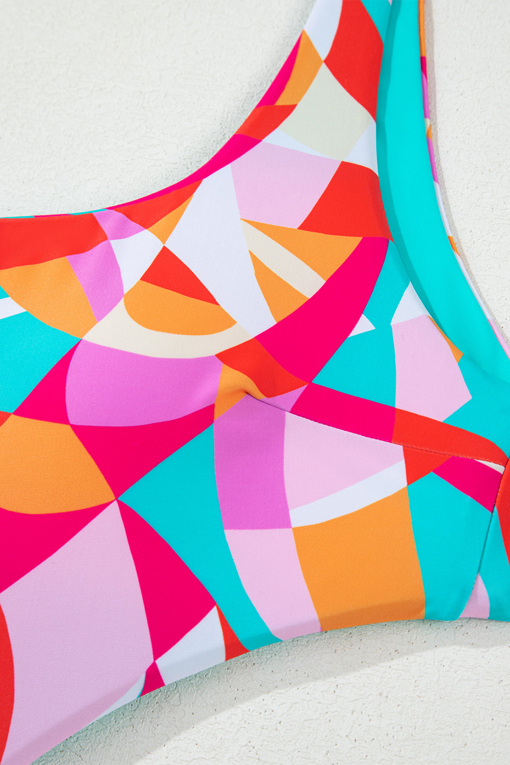 Abstract Geometry Print Daring Cutout Reversible One Piece Swimsuit