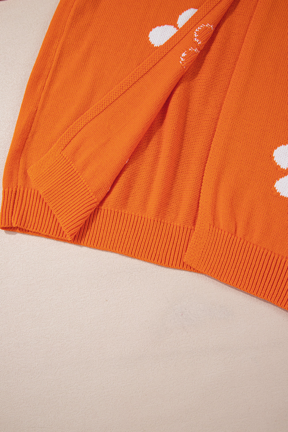 Plus Size Orange Flower Pattern Drop Shoulder Cardigan